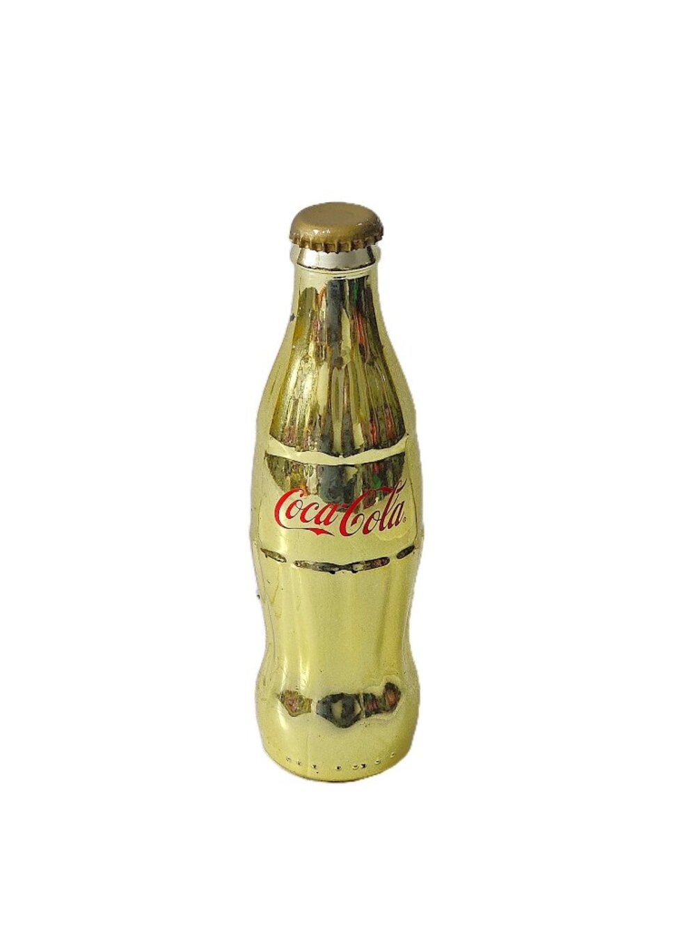 Coca-Cola 2015 100th Anniversary Gold-Tone Glass Contour Bottle 7.5"